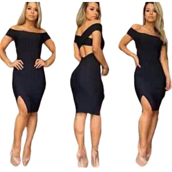Vestido Midi Casual Tubinho Blogueira transado Ombro A Ombro