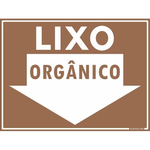 5 Placas Lixo Orgânico Coleta Seletiva 30x20cm Alumínio