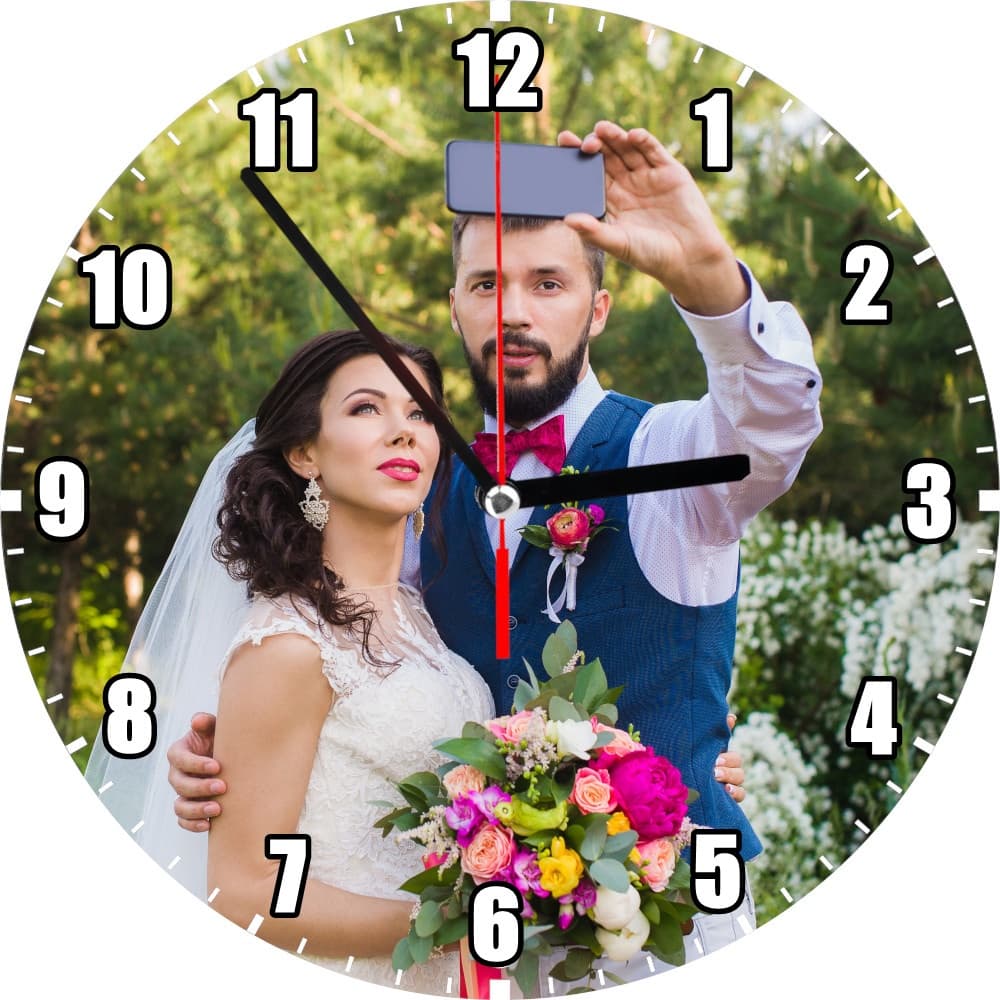 Noivos Relógio de parede personalizado com foto do casal