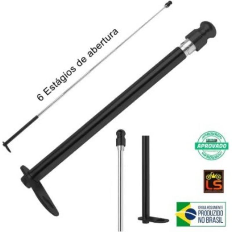 Antena Corta Linha Pipa Moto 6 Estágios p/ Retrovisor Aço Inox Preta cromado jojafer