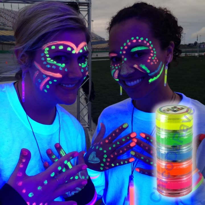 Tinta cremosa Fluorescente Colormake kit 5 Cores Cítricas maquiagem make neon facial e corporal Rave Brilha na luz negra