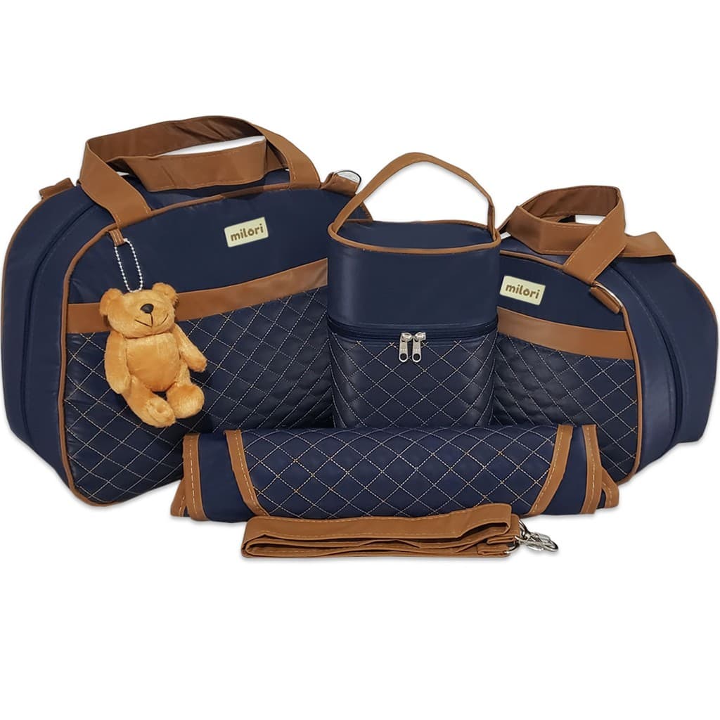 Bolsas de Maternidade Bordado Matelassê Detalhe Marrom Térmico Impermeável
