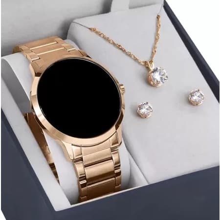 Relogio de Pulso Feminino Dourado Moda Metal 777