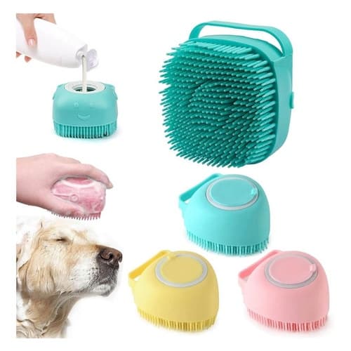 Escova Lava Pelo Pet Banho Cachorro Gato Esponja Dispenser