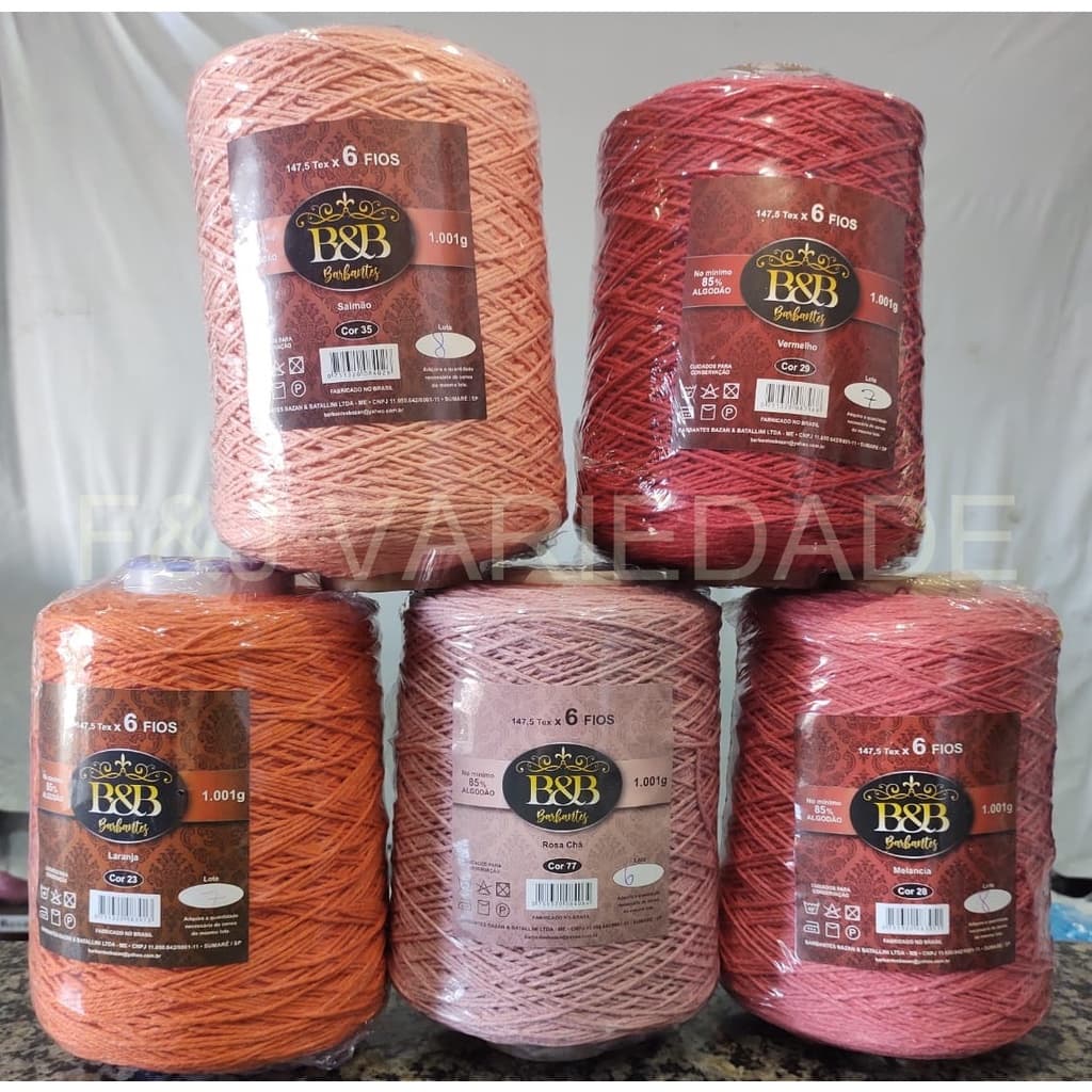 5 Barbantes B&B 1KG/6 ou 8 Fios Escolha suas Cores