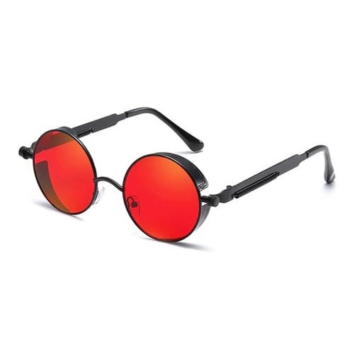 Óculos De Sol Bulier Modas Redondo Vermelho Masculino Feminino Steampunk Proteção Alok