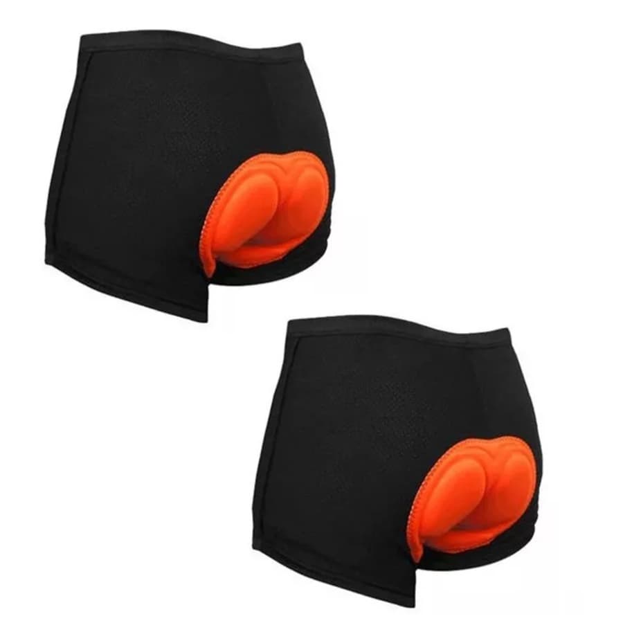 Kit 2 Shorts Ciclismo Forro Espuma D60 Unissex Preto Vermelho Decole