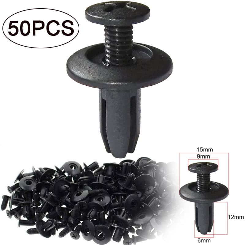 50 Pcs 6mm De Largura De Plástico Empurre Buraco Carro Fender Clips Rebites Pin Retentor Car Rivet Fastener Mud Flaps Bumper Push Clipes Clipe Rebite Preto Veículo Auto Guarnição Da Porta Painel