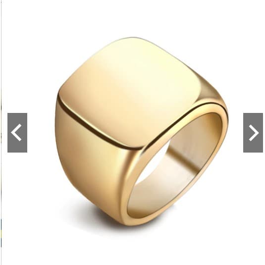 Anel Comendor Quadrado Estilo Rock Metal - Dourado