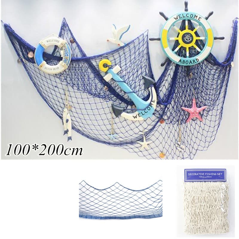 Rede Decorativa De Pesca Náutica Mediterrânica Praia Redes Decorativas Penduradas (DKJQ0803)