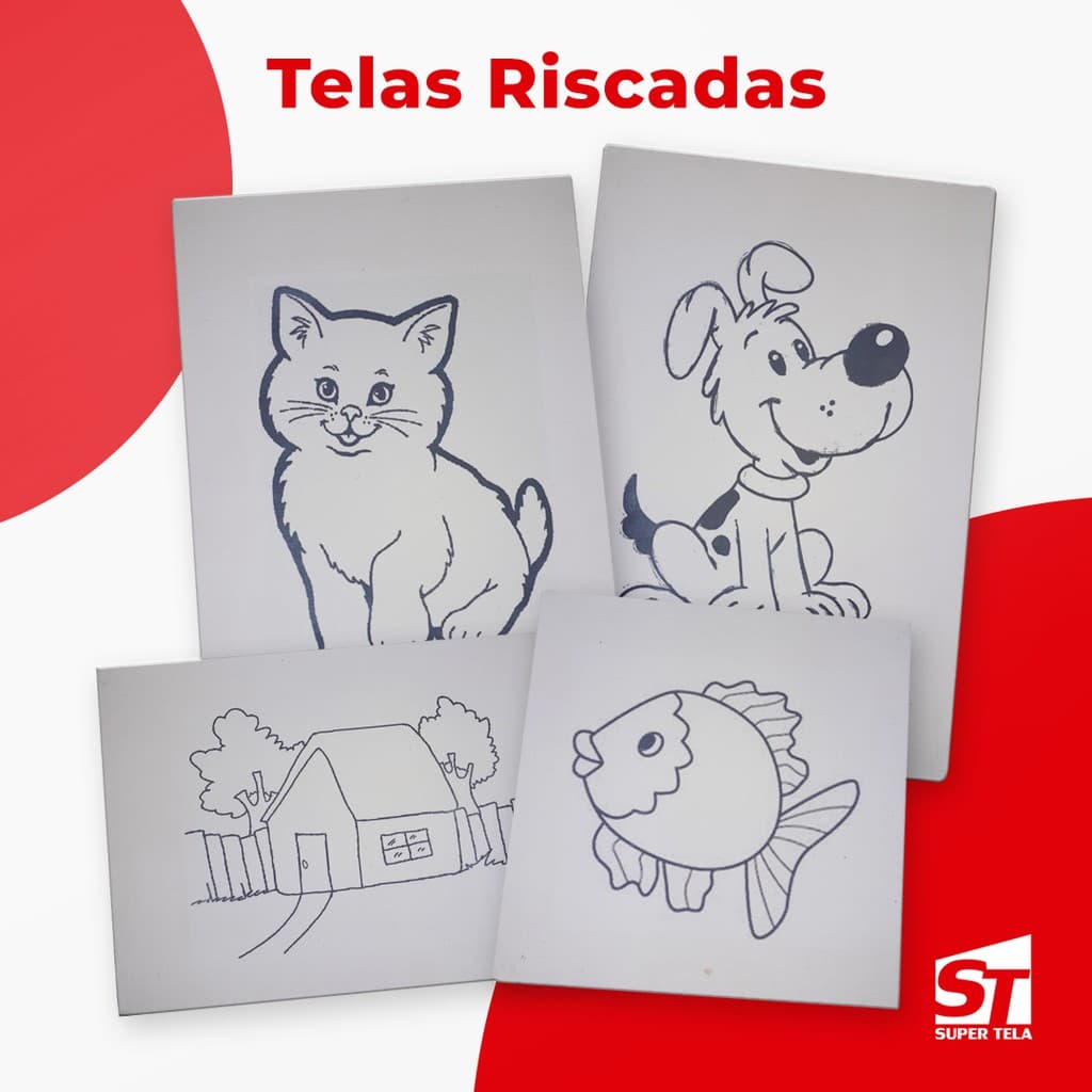 Tela Riscada para Pintura 20x20 - pacote com 10 unidades