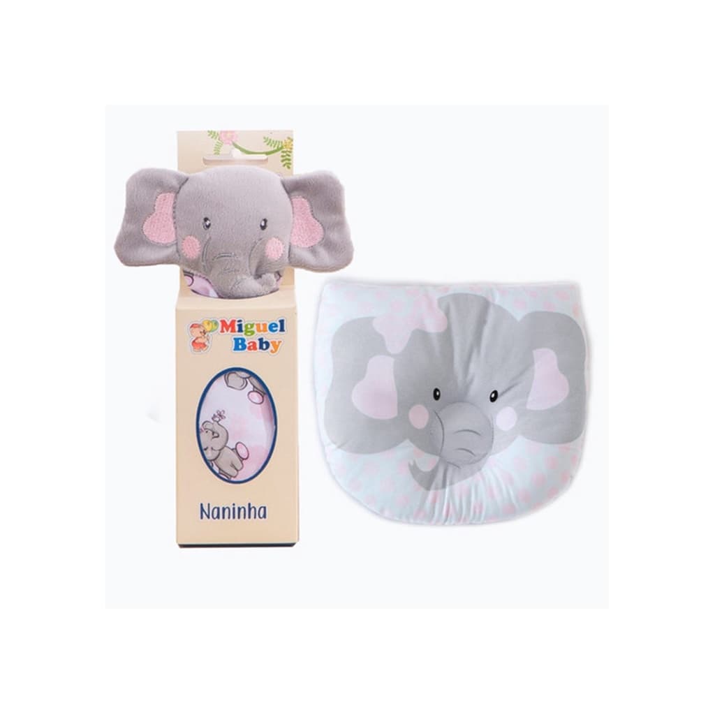 Kit Travesseiro Anatômico Para Bebê + Naninha De Pelúcia Com Prendedor De Chupeta Recém Nascido - Varias Cores