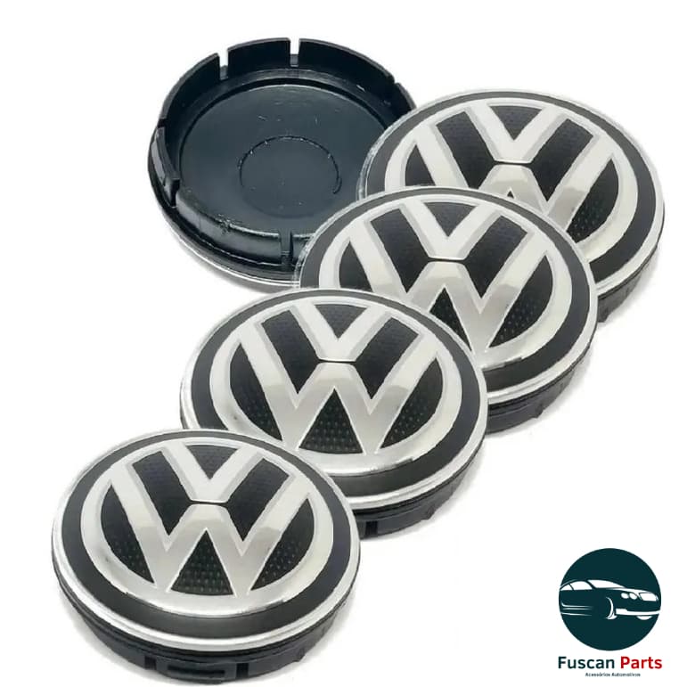 Kit 04 Calotinha Centro Roda Original Vw Fox Polo Voyage G6 Tampa Cubo Emblema Automotivo Liga Leve