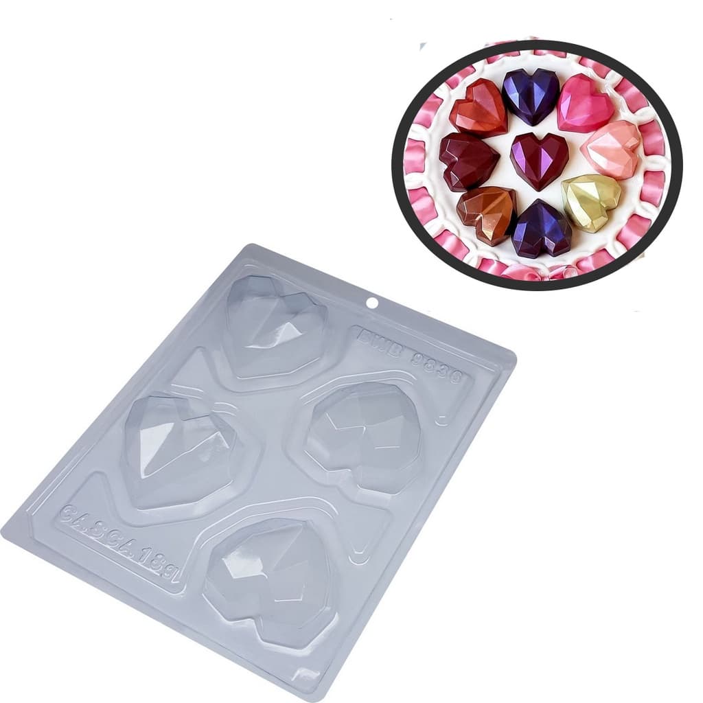 FORMA DE SILICONE TRUFA CORAÇÃO LAPIDADO 9836 BWB DIA MÃES