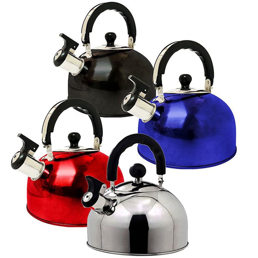 Chaleira Aço Inox Alça Térmica Com Apito 2 Litros Para Ferver Leite Água Café Chá