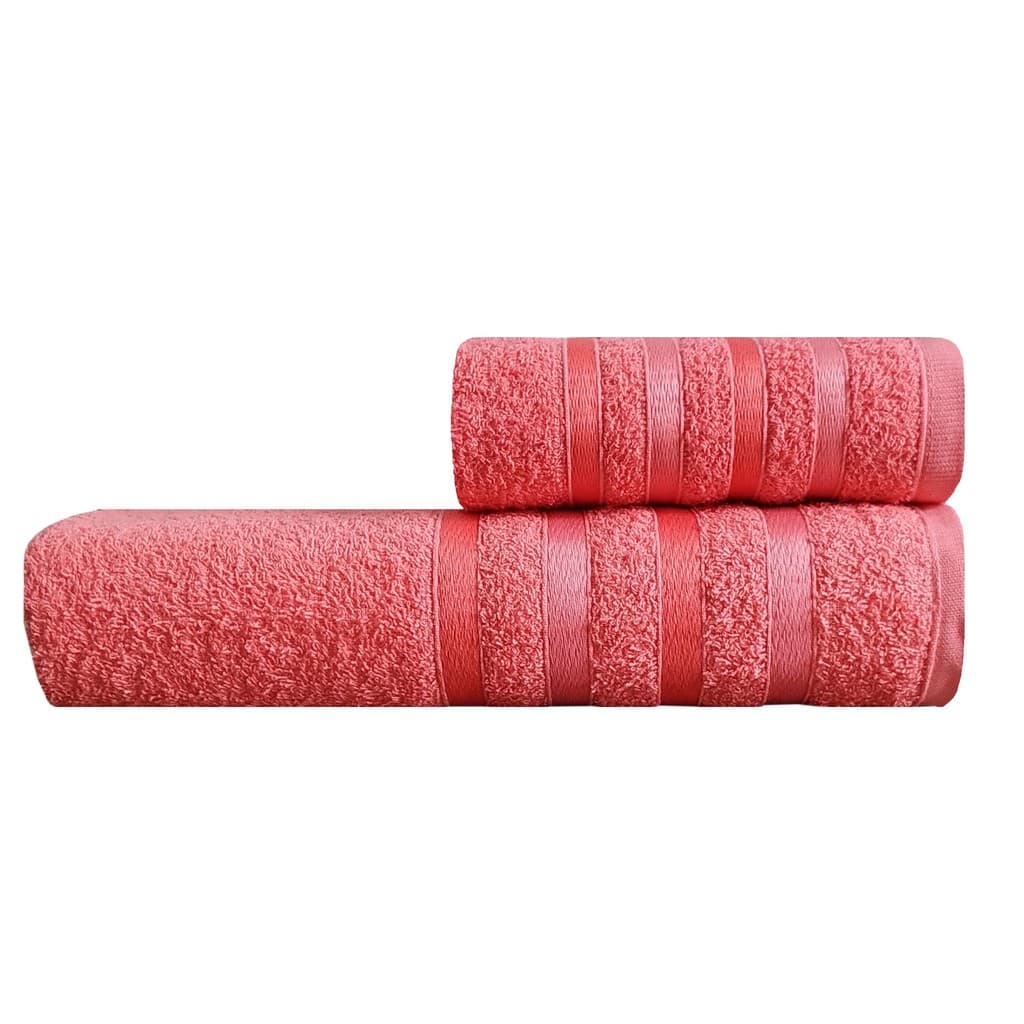 TOALHAS DE BANHO - KIT COM DUAS PEÇAS - BANHO E ROSTO - 100% Algodão Lindo Barrado em Rayon.