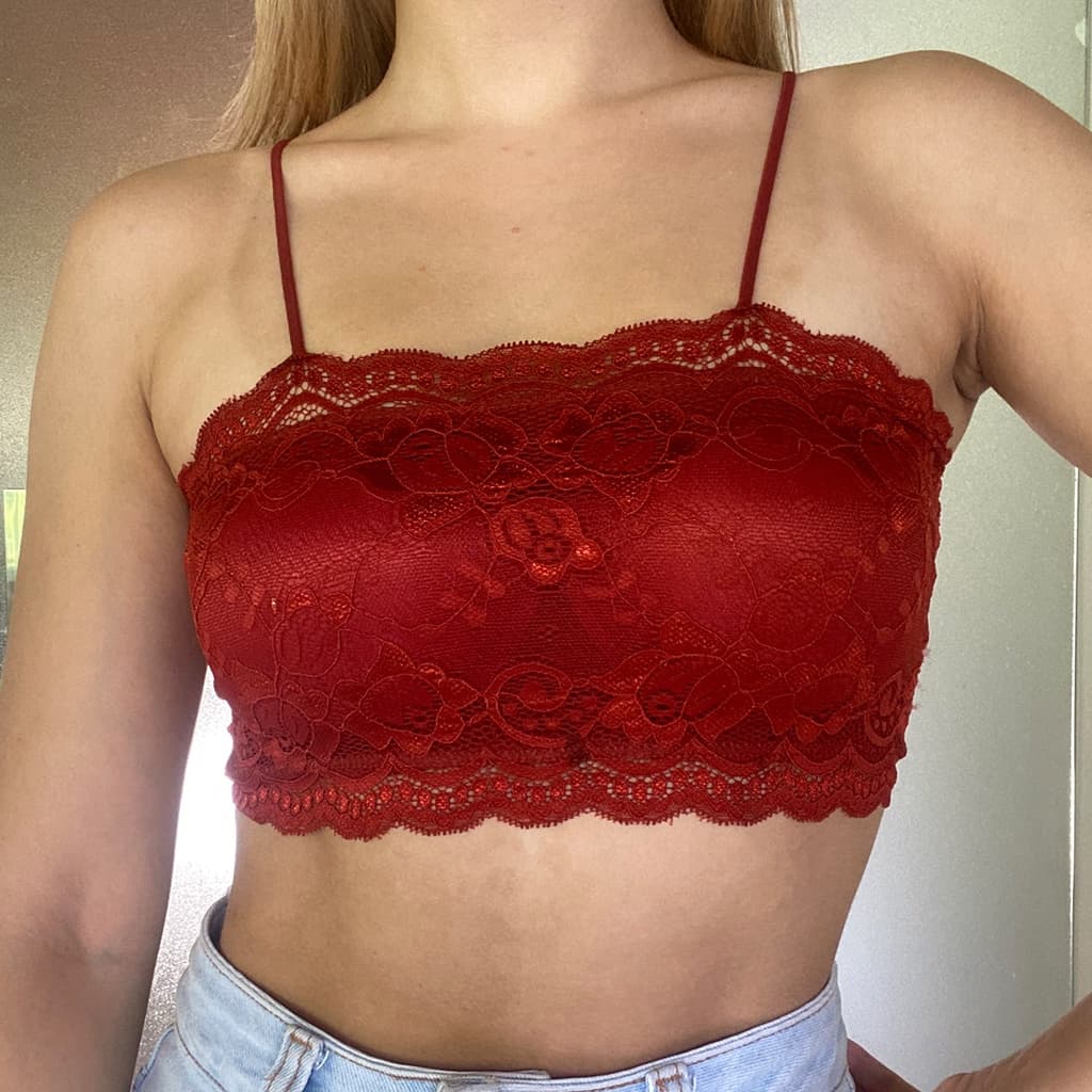 Promoção Top Faixa De Renda Com Bojo Alça Fina Cropped Feminino linha premium