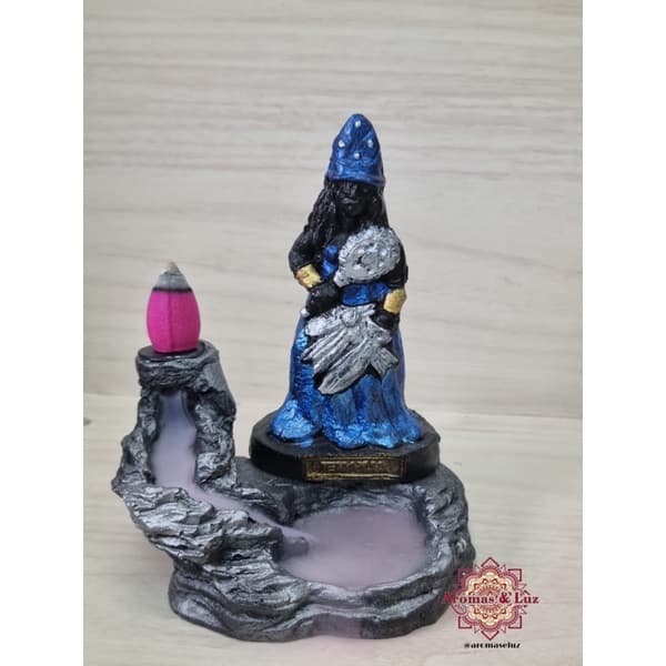 Incensário Cascata Orixá Iemanjá 10 cm Resina Decoração