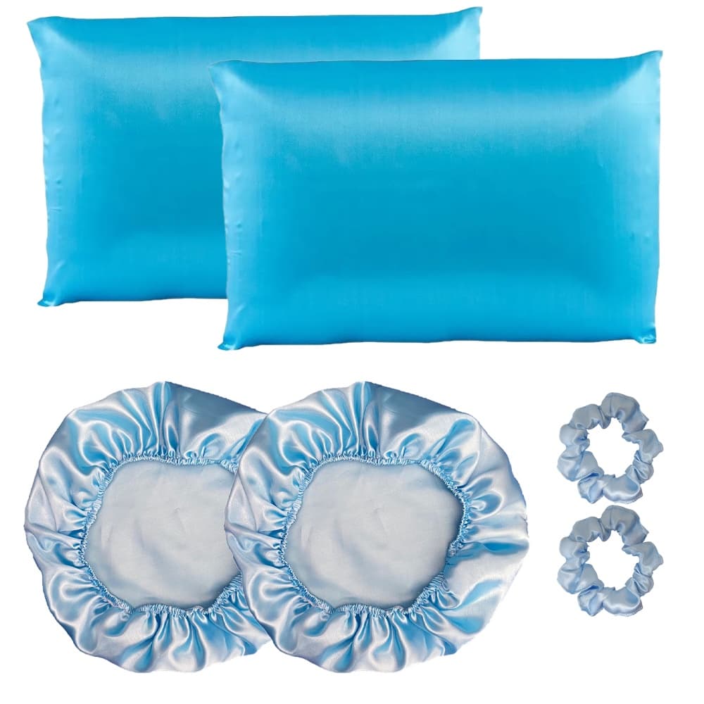 Kit duplo 2 touca cetim + 2 fronha + 2 xuxinha