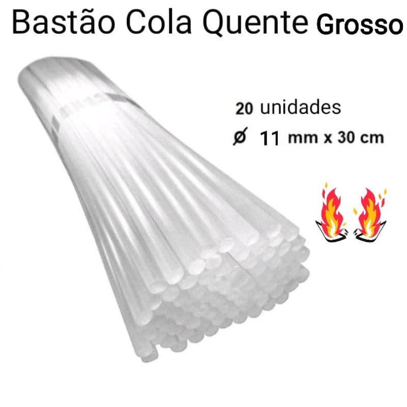Cola Quente Transparente Grossa 11mm X 30cm 20 Unidades Para Artesanato Escolar Criar e Inovar