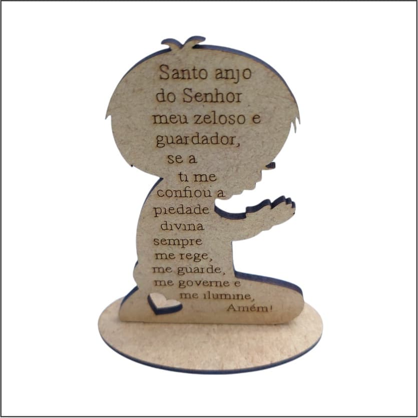 10 Lembrancinhas Menino Rezando Oração Santo Anjo Mdf Cru, com gravação do nome da criança, Batizado, Eucaristia, Aniversário.