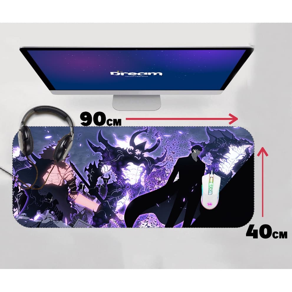 Mouse Pad Gamer Solo Leveling Sung Jinwoo Extra Grande 90x40 Personalizado borda costurada mousepad