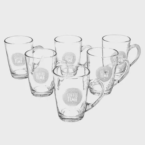Jogo de 6 Xícaras de Café 230ml em Vidro Coffee Time - Casambiente