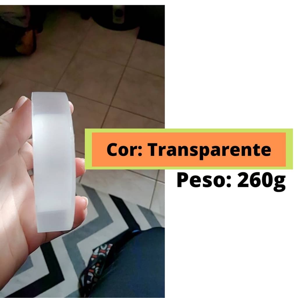 Fita Adesiva Trasparente  Dupla Face Super Forte Lavável Gel Auto Colante 5m - Pronta Entrega