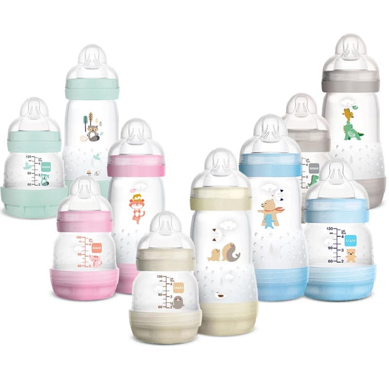 Kit Mamadeira Mam Anti Cólica Easy Start 130ml e 260ml - Mamadeira com Fundo Removivel Para Limpeza