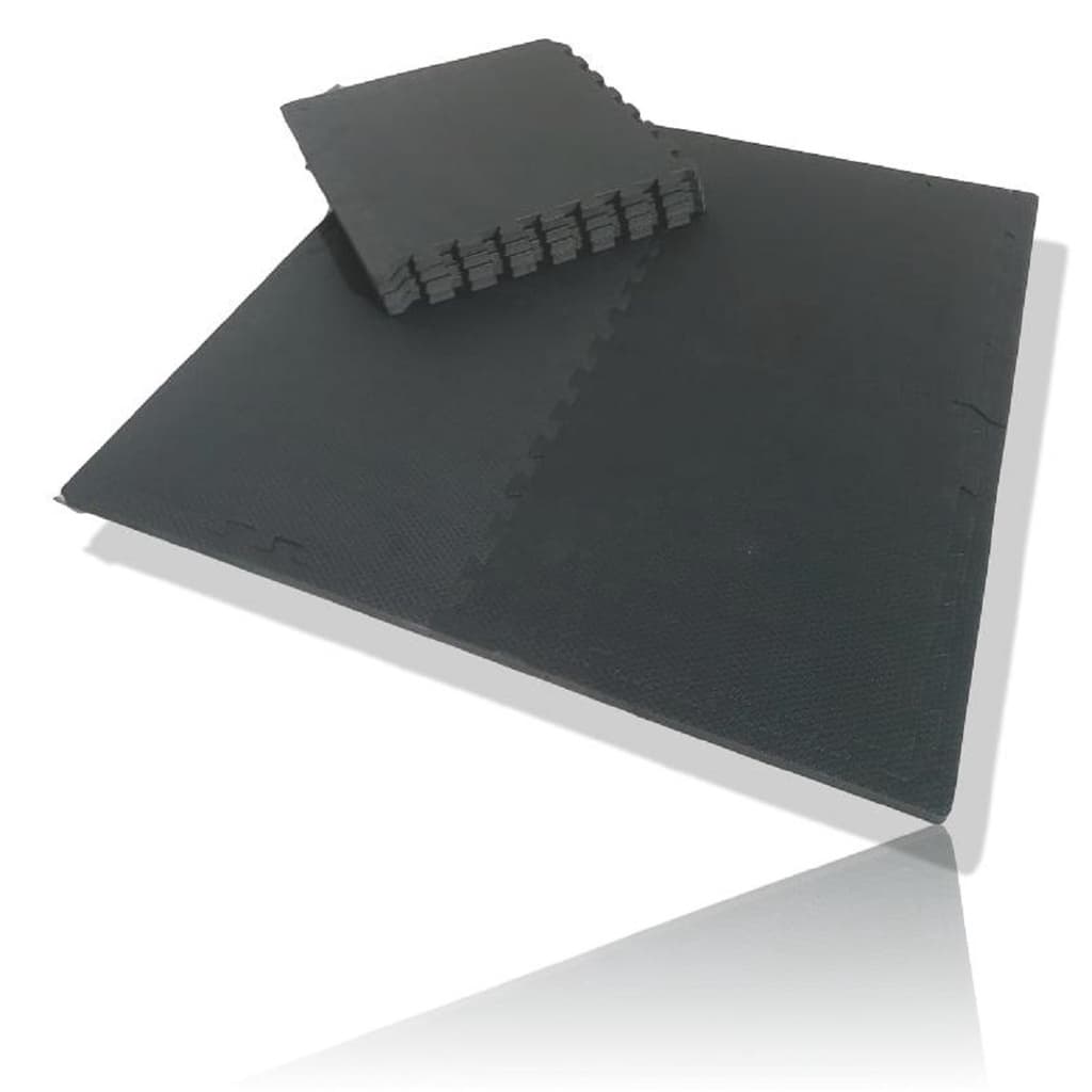 Kit 2 Tatames Tapetes EVA 50x50x2cm 20mm Preto Yoga Luta Fit Infantil Bebê Academia