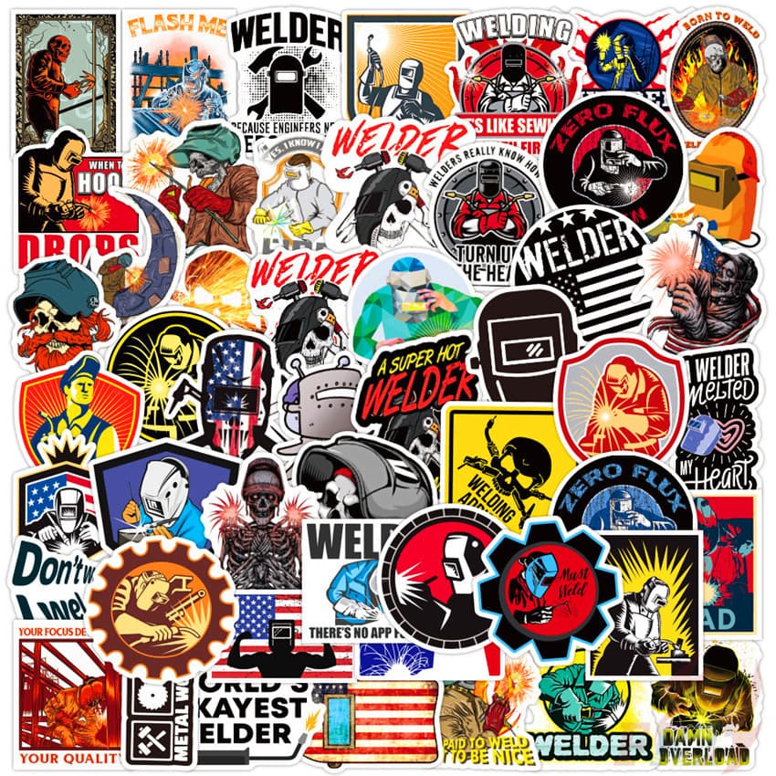 ❉ Adesivos Para Trabalhadores De Soldagem De Soldador 50 Pçs/Set DIY Moda Mista Bagagem Laptop Skate À Prova D'água Dood