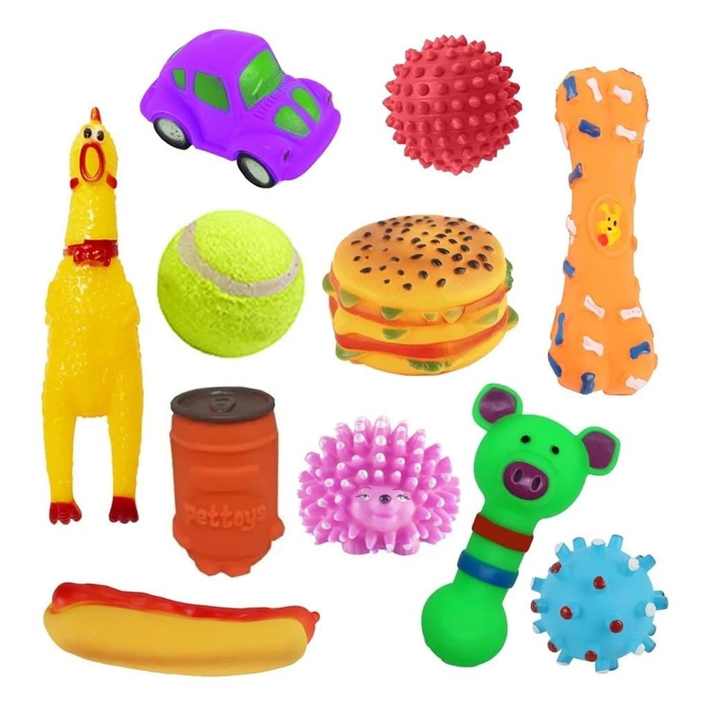 Kit 5 Mordedor Pet Brinquedos De Borracha Para Cães Cachorro Com Barulho