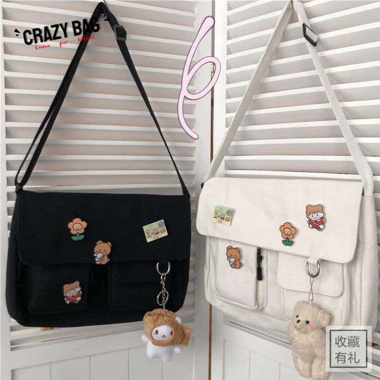 【 Crazy Bag 】 Japanese Harajuku Cute Retro Girl Messenger Lona Bolsa Estudantil Feminina