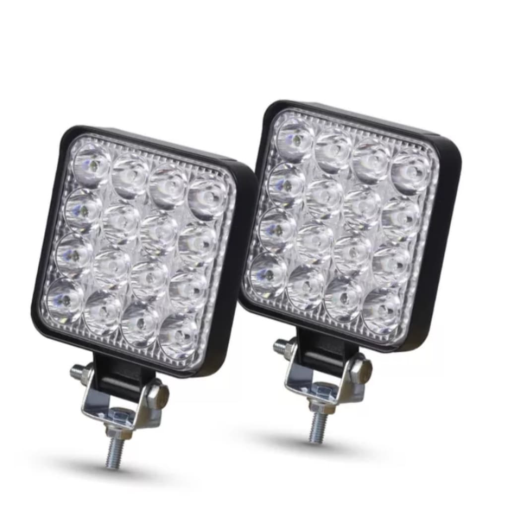 Par Farol De Milha Led 48w Quadrado Universal Longo Alcance 12 a 36 volts