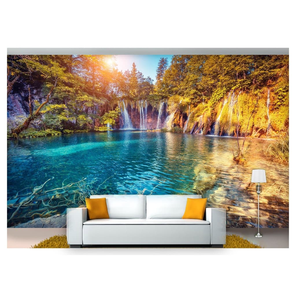 papel de parede Cachoeira Natureza Sol céu 3D m² NCH150