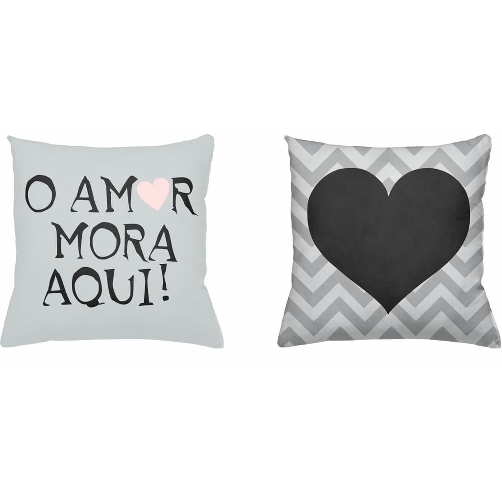 KIt 02 Capas Almofadas Decorativas Coração Preto QB0152