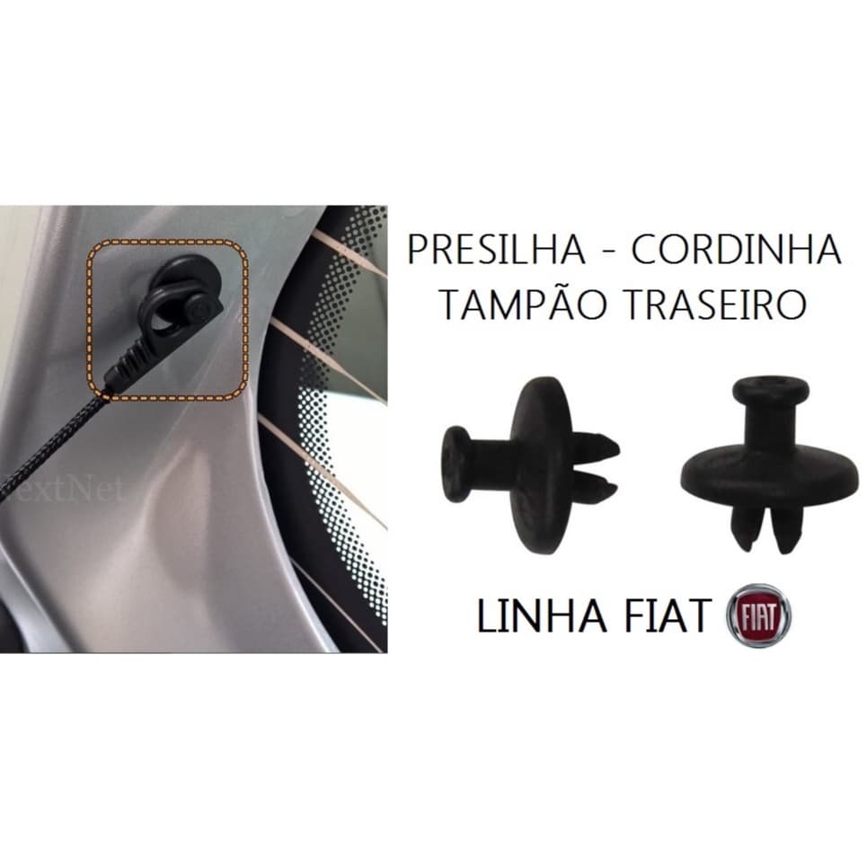 Grampo presilha cordão bagagito porta malas Linha Fiat Cordinha tampão traseiro Palio Uno Stilo Punto Idea Mobi Argo PAR