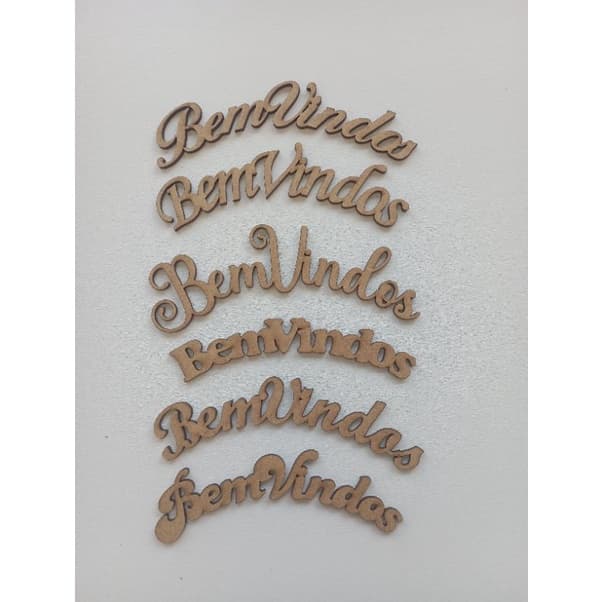 Kit 15 aplique palavra Bem Vindos curvo em MDF crú 3mm para artesanatos