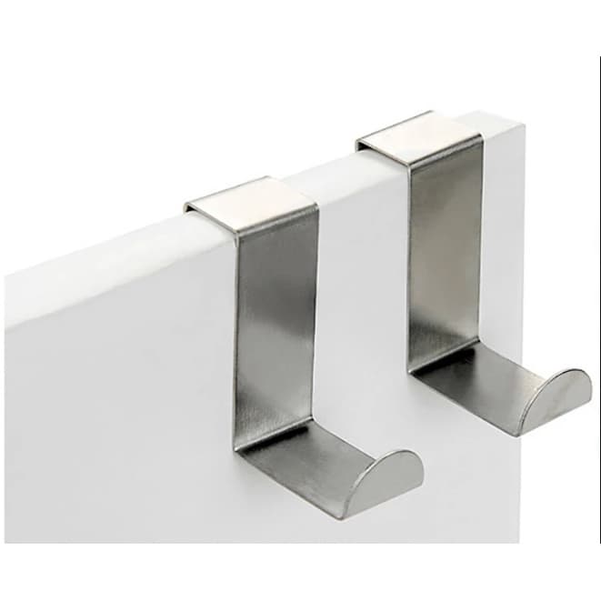 Kit Com 2 Unidades De Gancho Adicional Em Inox Cromado Para Porta Multiuso Pendurar Casa Cozinha Banheiro