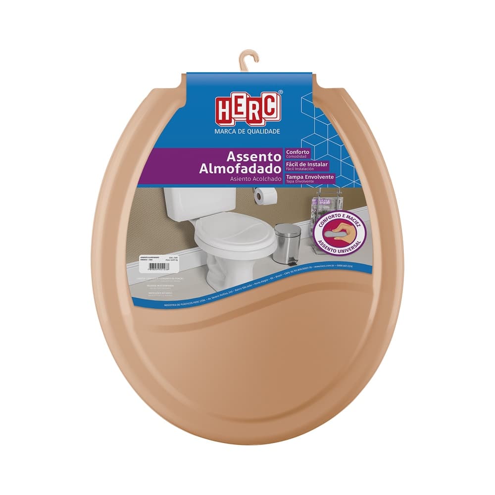 Tampa De Vaso Sanitário Almofadado Universal Oval Caramelo