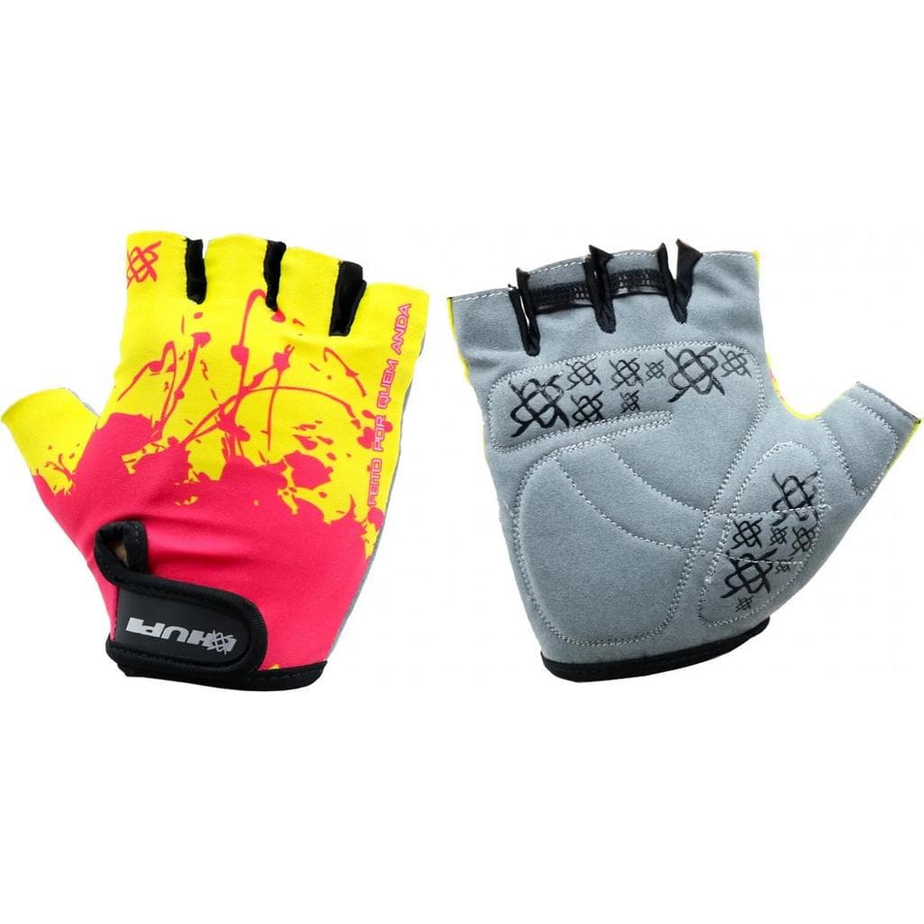 Luva Ciclismo Hupi Mtb Speed Bike Splash Amarelo/Rosa