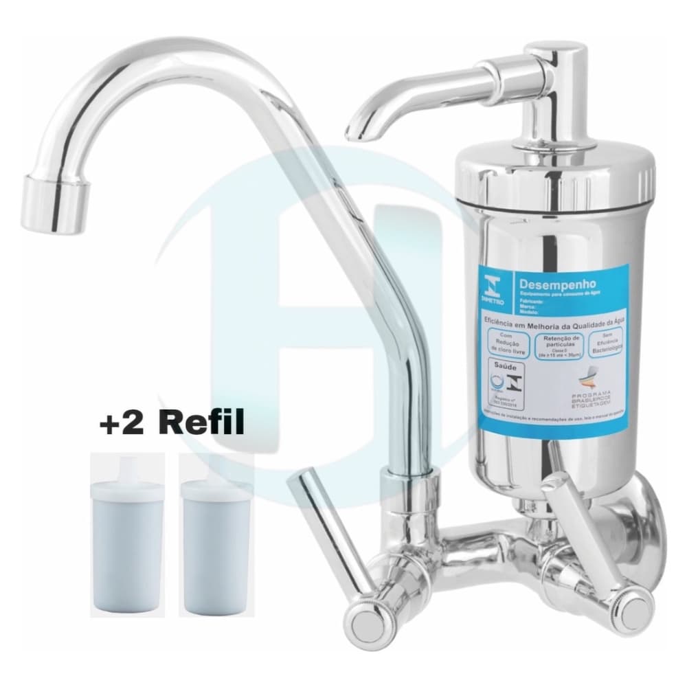 Torneira com Filtro Cozinha Bica Movel 2170 C-65 + 02 Refil para o Filtro