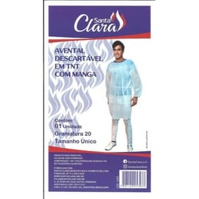 Kit com 3 - Avental Descartável Santa Clara em Tnt com Manga Gramatura 20
