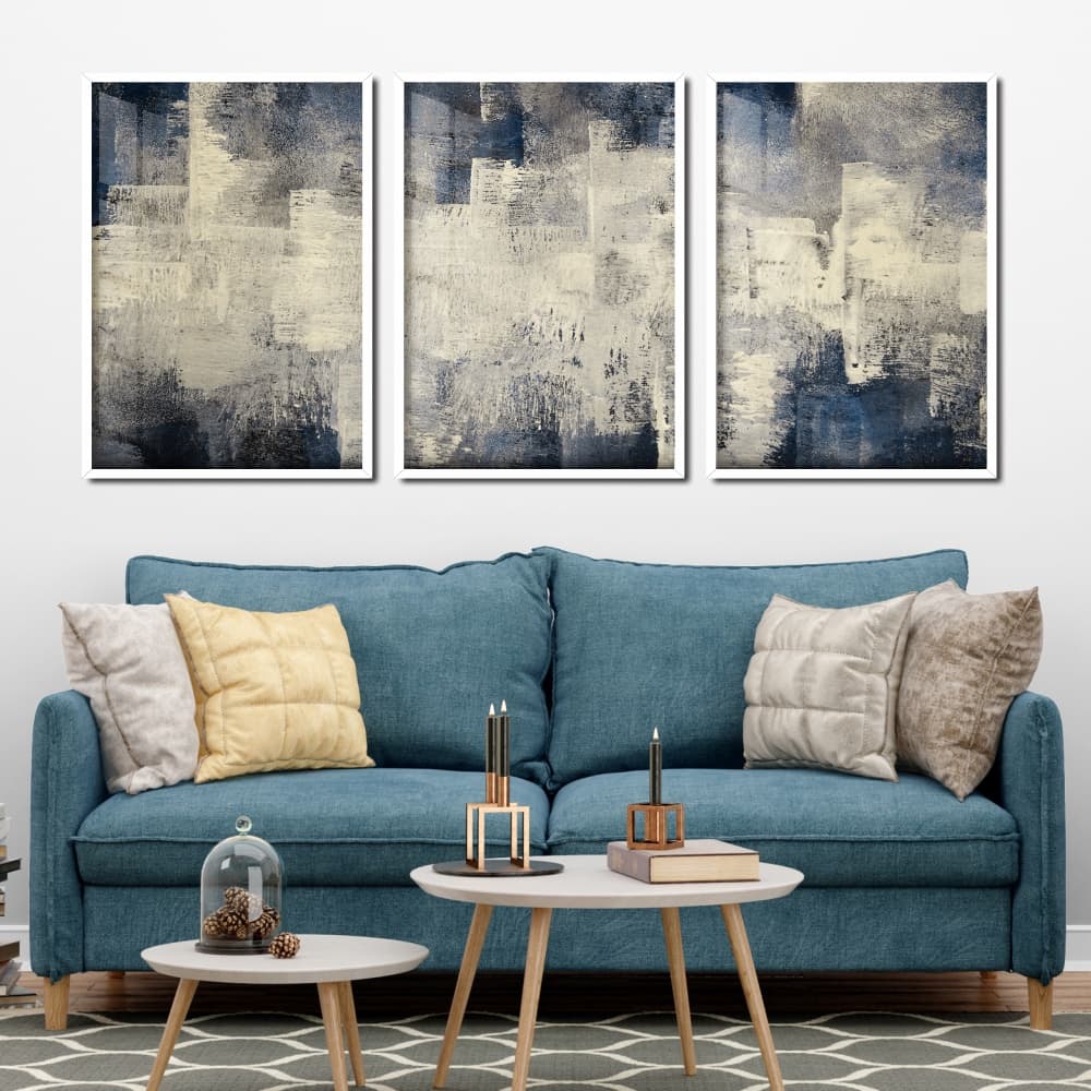 Quadros decorativos abstrato azul quarto sala