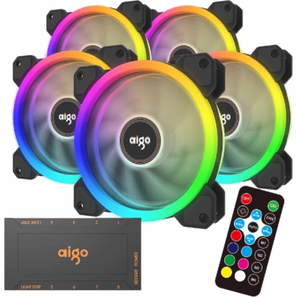 Aigo Dr12 4 In 1 Rgb Fans Com Controle + Controladora