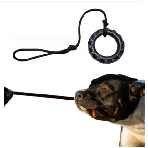 Brinquedo Mordedor Interativo Pet Pneu de Borracha Maciço com Corda Puxador Cabo de Guerra para Cachorro