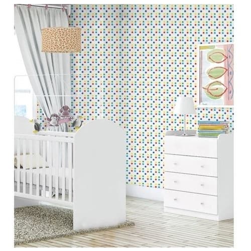 Papel De Parede Adesivo Poás Cores Fortes Fundo Branco 1,50m