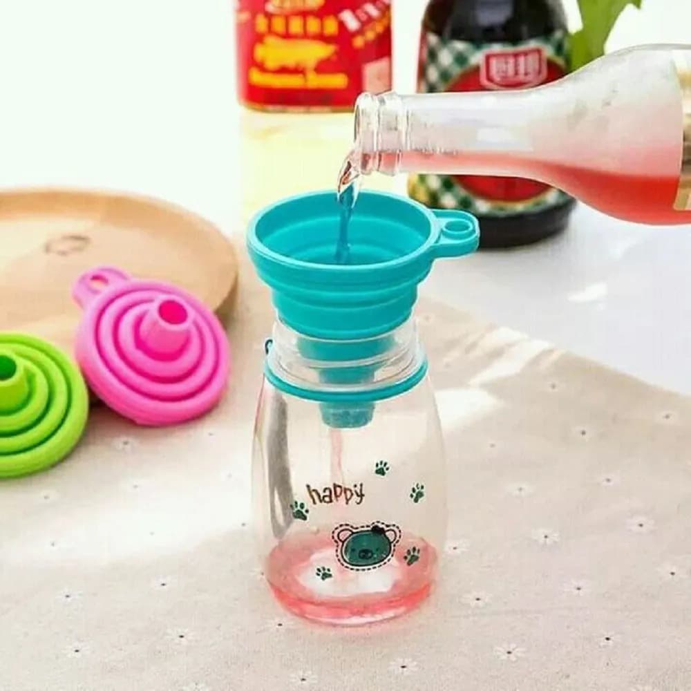 Funil Cozinha Flexível Dobrável Retrátil Silicone Full Regulavel