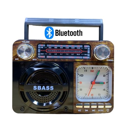 Radio Relogio Retro Bluetooth Reccarregavel 4 Bandas Aux Vintage Usb Portatil AD-136