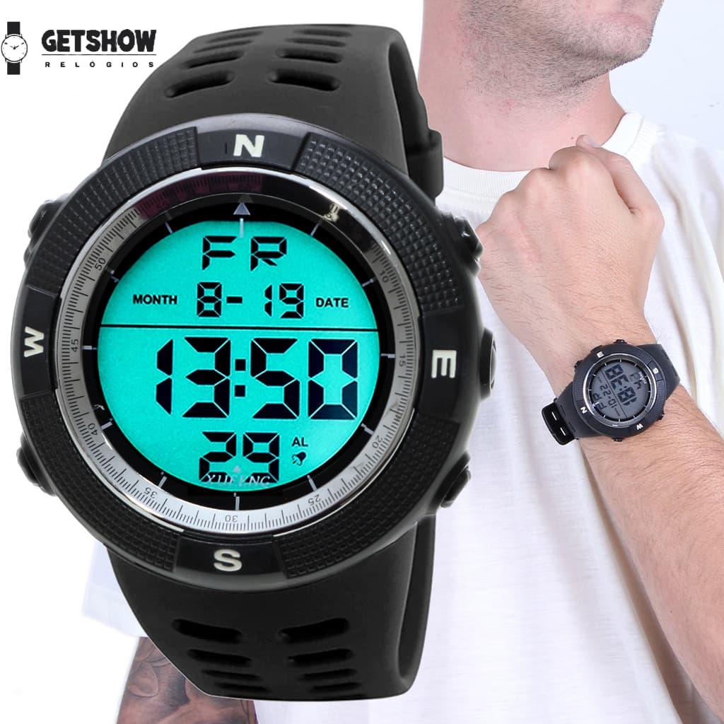 Relogio Xufeng Digital Masculino Esportivo Com Numeros Grande A Prova Dagua